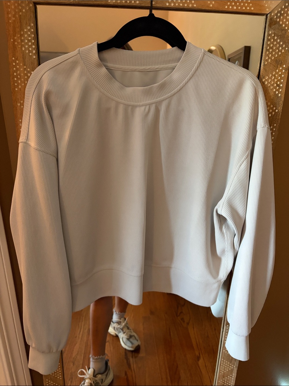Women's Crewneck Pullover Sweater - bone ribbed